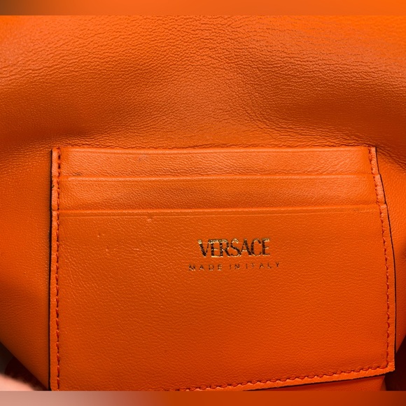 NWT Versace Virtus quilted orange velvet shoulder bag - Picture 6 of 11